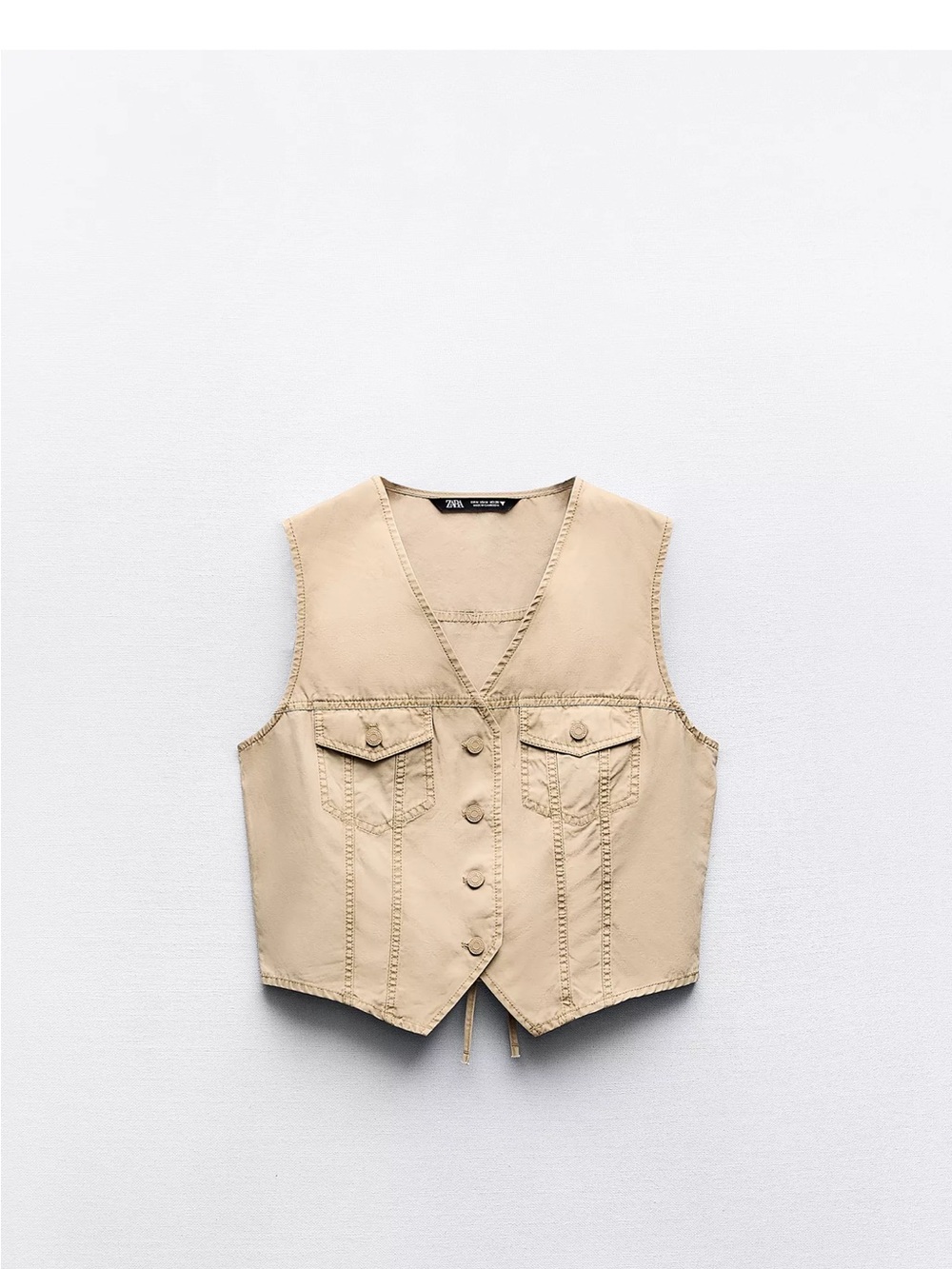 Zara Taupe Brown  Button-Front Cropped Vest